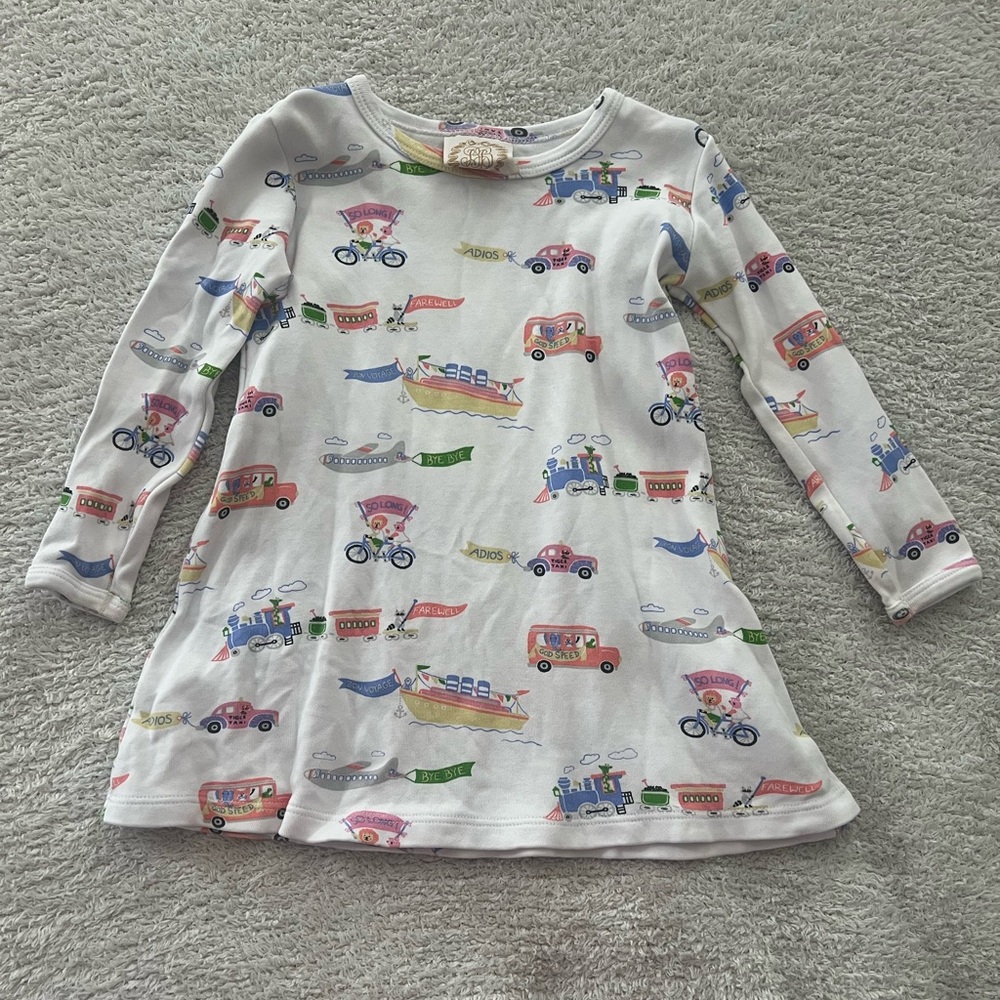 The Beaufort Bonnet Company Happy Travels Long Sleeve Polly Play Dress